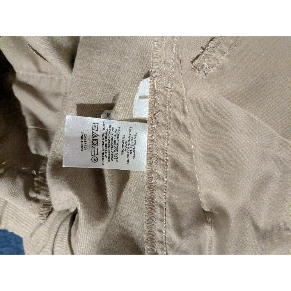 LOFT Brushed Flannel Pants Tan Tab Waist Back Elastic L Stretch